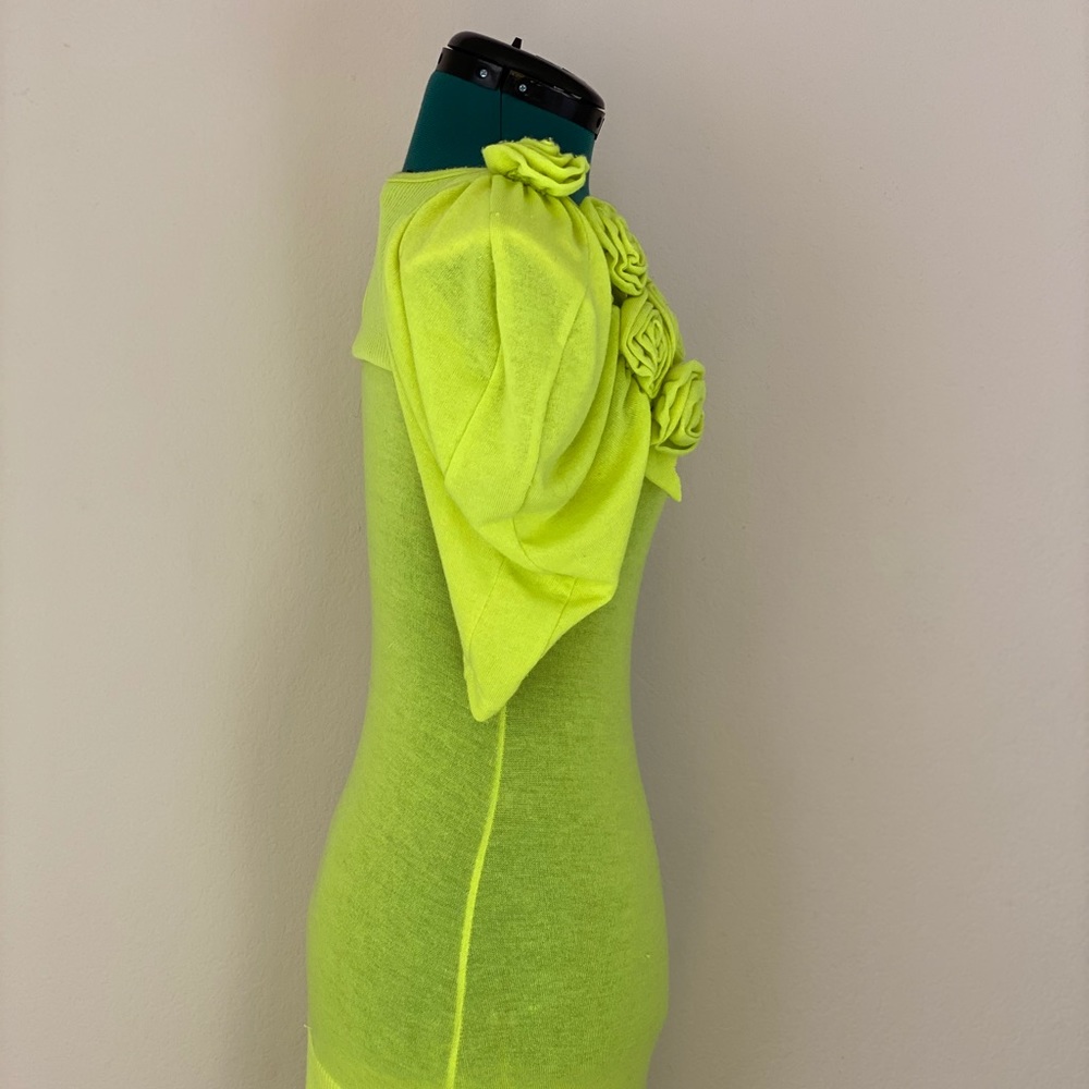 Double Zero Neon Green Flower Minidress M - Picture 2 of 14